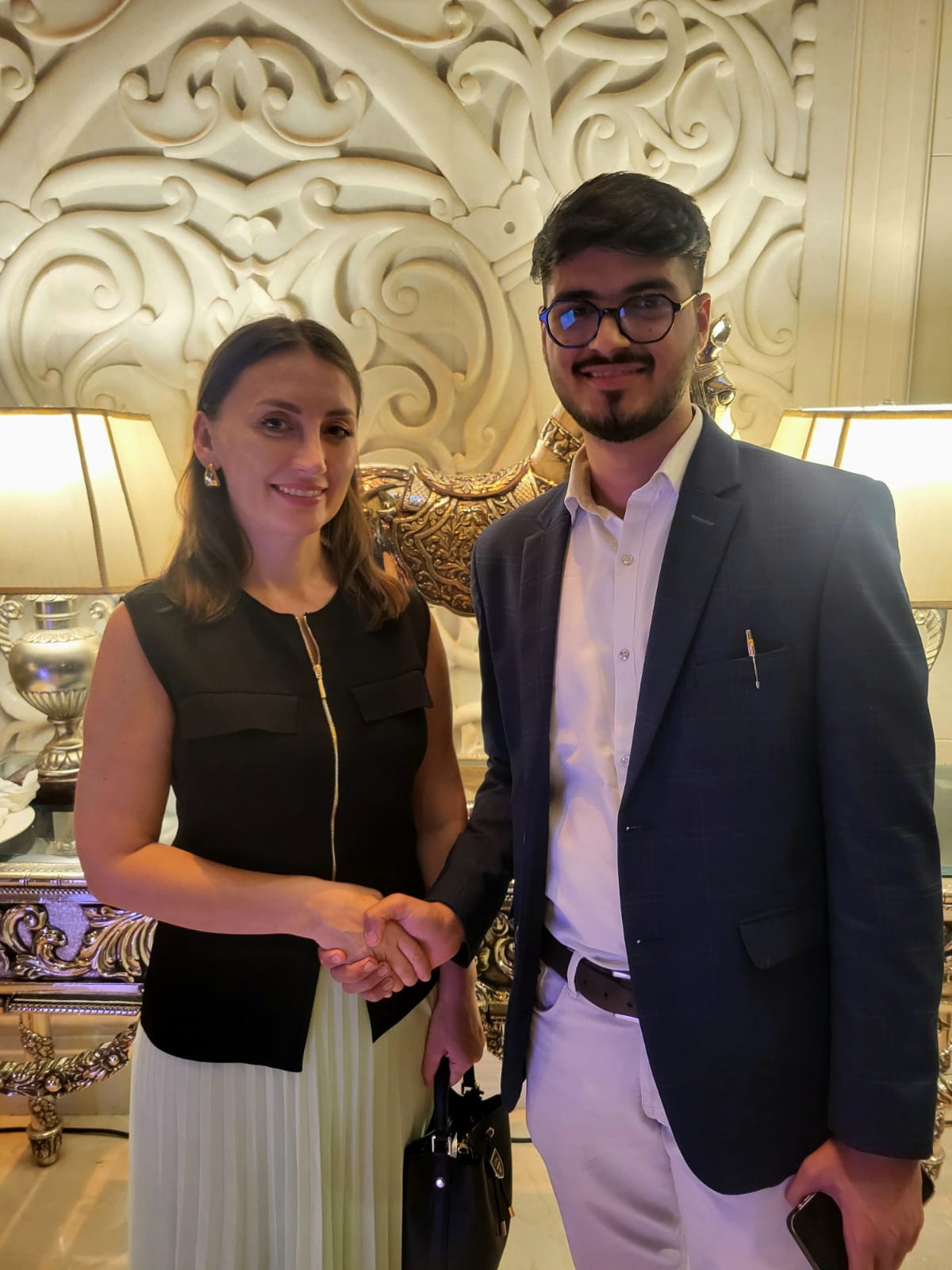 Akshat Mehrotra with Elena, a Russian journalist.